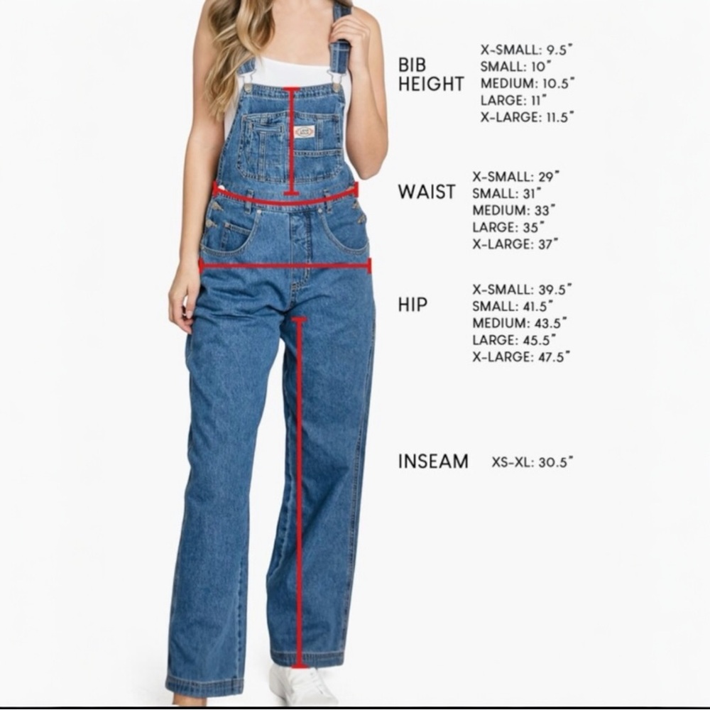 NEW- Blue Denim Overalls with Adjustable Straps Women’s size XL - Picture 8 of 10